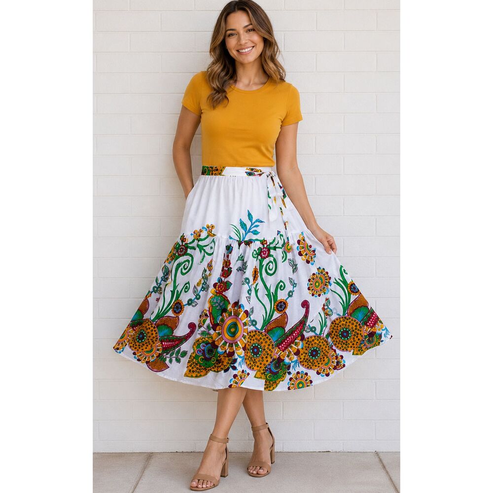 NWT Sacred Threads One Size Colorful Exotic Garden Full Wrap Skirt